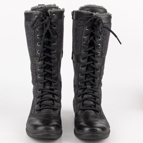 UGG Elvia Waterproof Leather & Wool Lace Up Winter Boots Women's 7 - Picture 2 of 13